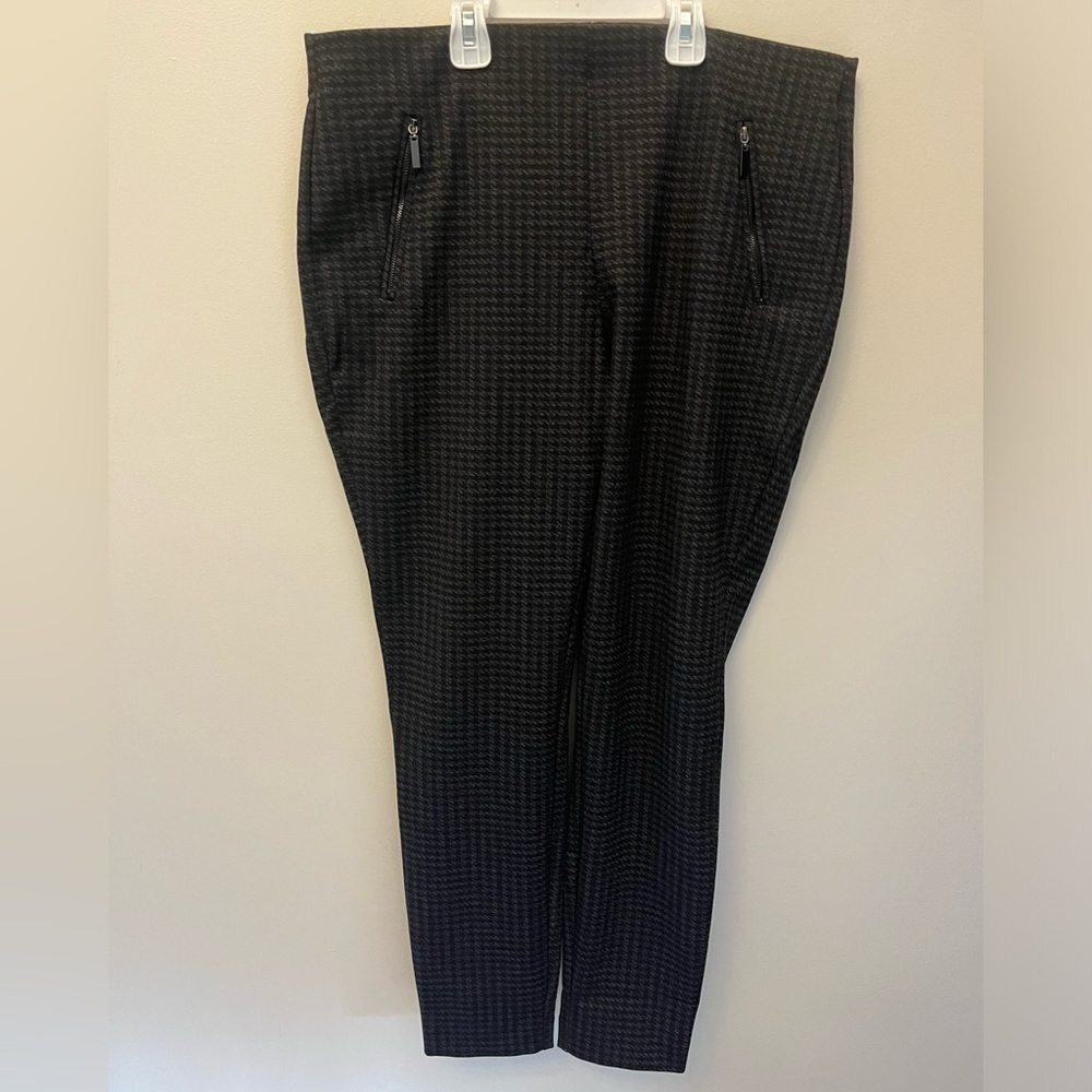 Kenar Dress Pants Size L Houndstooth Pull On Elastic Band Stretchy Office Work‌